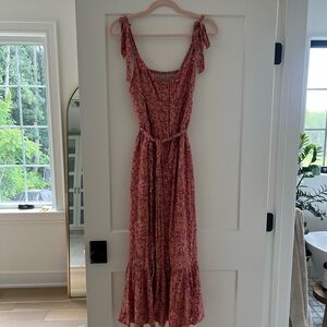 J. Crew floral Ruched Tiered Maxi Dress Sleeveless with ties